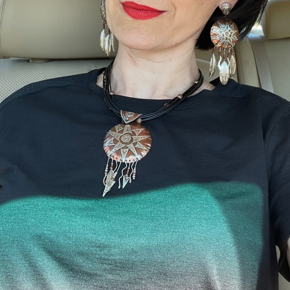 Earrings and Nicklace Jewelry Set -“Princess Warrior “ /Boho, Western, Native . - Picture 2 of 15